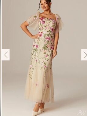 NEW AW Bridal CARMELITA 3D 
Embroidered Floral Dress 12